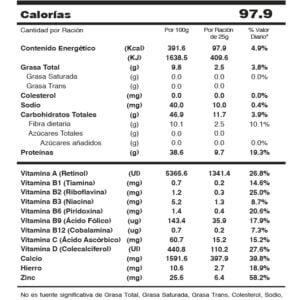 TABLA NUTRICIONAL FUXION BIOPRO+ TECT