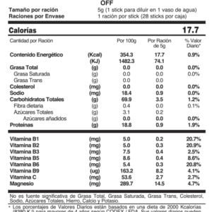 TABLA NUTRICIONAL OFF