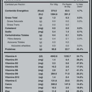 TABLA NUTRICIONAL FUXION BIOPRO+ SPORT