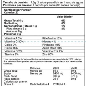 TABLA NUTRICIONAL VITAENERGIA COLOMBIA