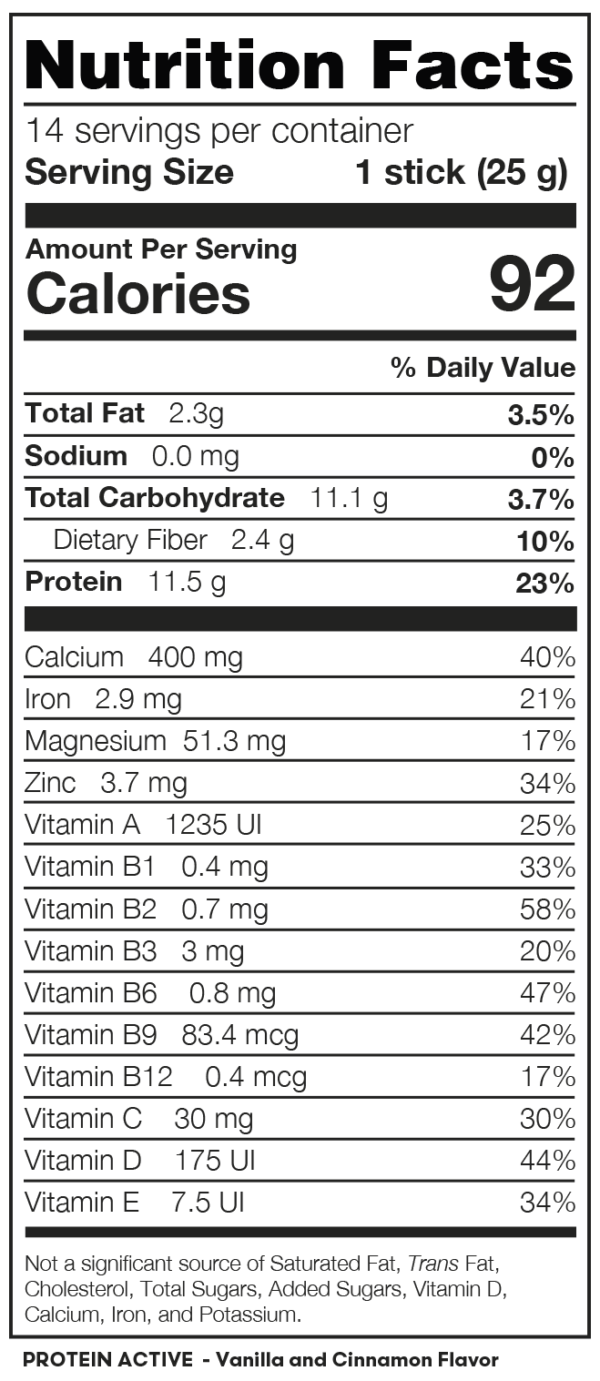 NUTRITION TABLE FUXION PROTEIN ACTIVE - VANILLA & CANELA